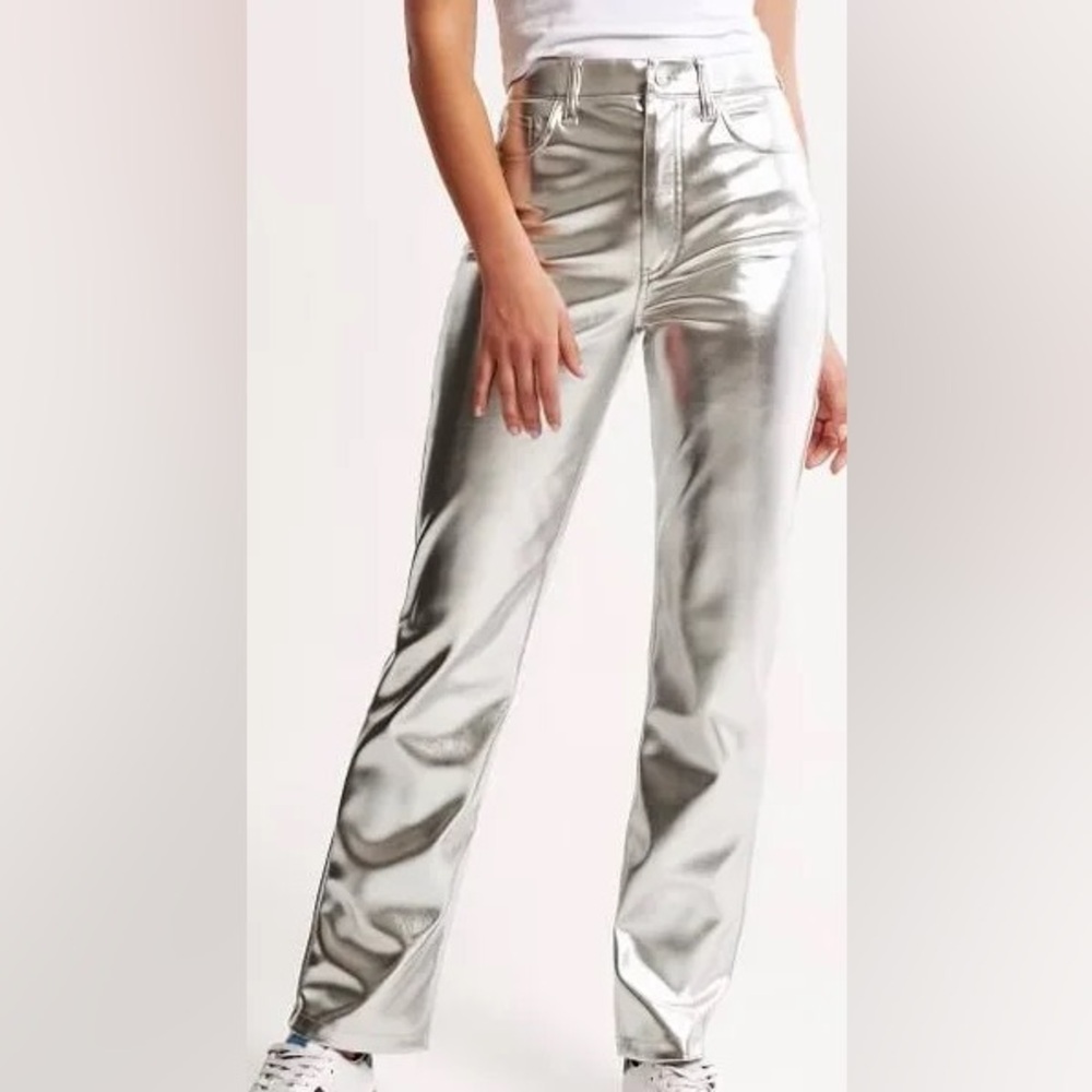 Abercrombie & Fitch Metallic Silver Pants